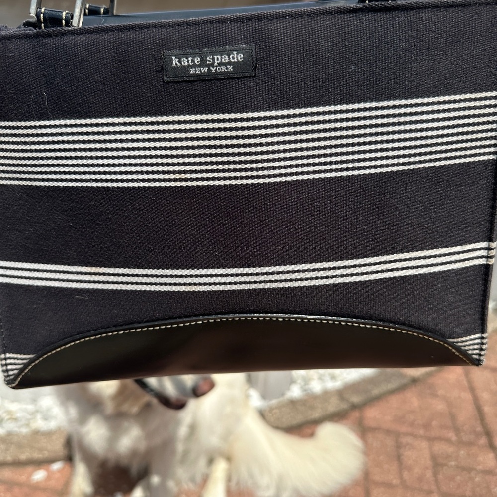Kate Spade Black and White Striped Messenger Bag